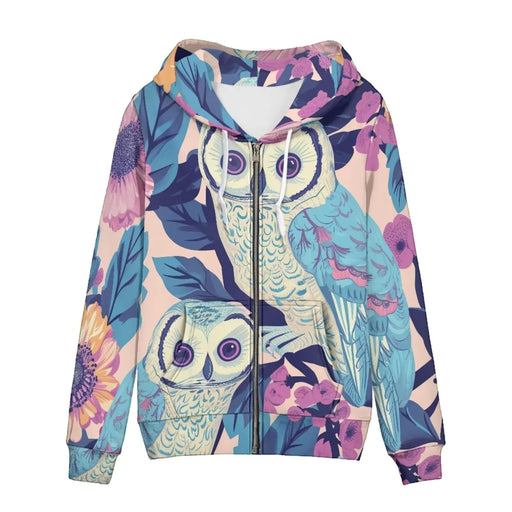 Giftbloom Casual Lightweight Owl Hoodies for Women Long Sleeve Zipper Hooded Sweatshirt with Pocket Trendy Daily Oversized Streetwear Drawstring Hoodie for Fall Winter Spring