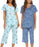 ENJOYNIGHT Womens Pajama Short Sleeve Sets Top with Capri Pants Sleepwear Sets Loungewear