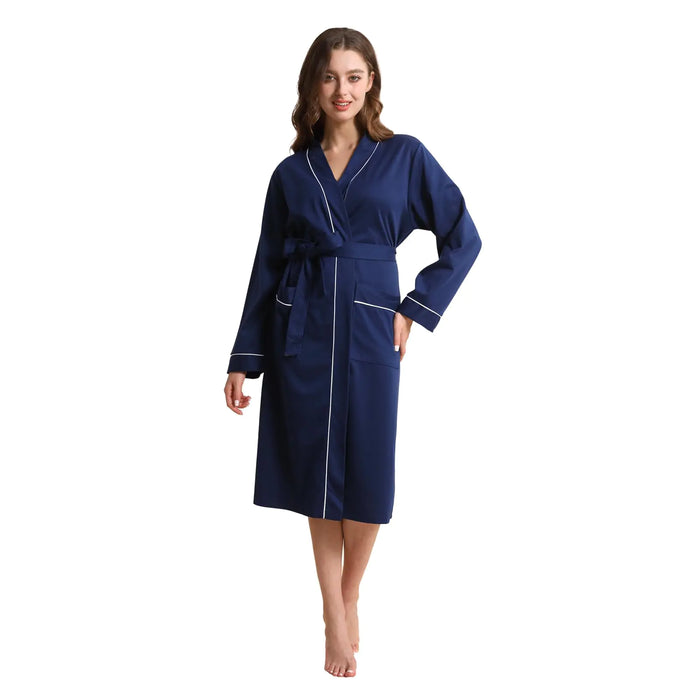 Lagtew Womens Kimono Robe Lightweight Soft Bathrobe Sleepwear Loungewear with PocketsNAVYM
