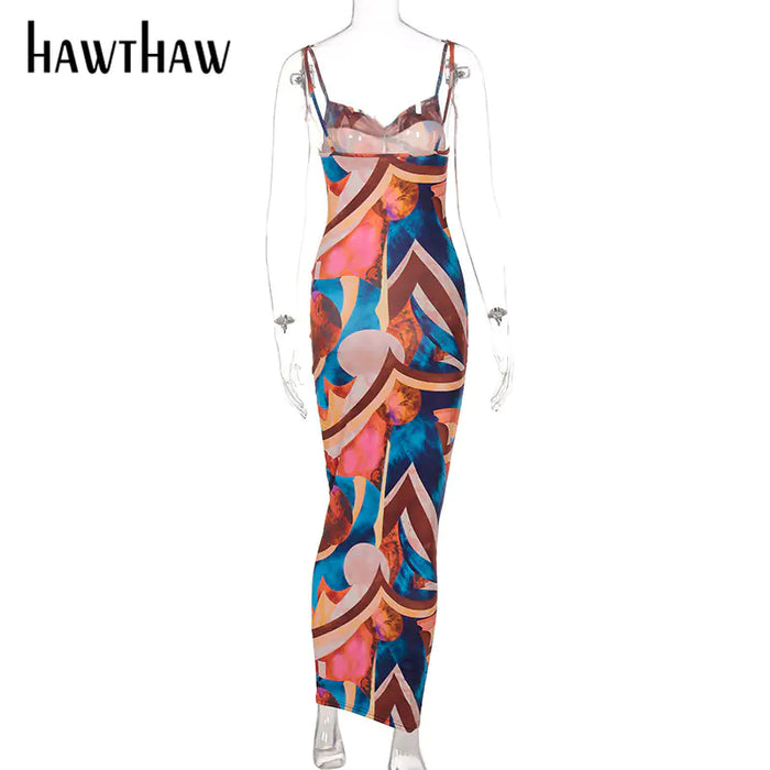 Printed Split Evening Dress